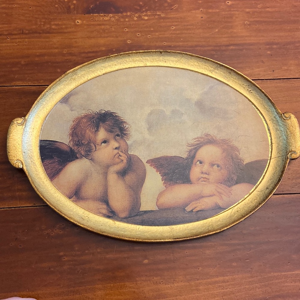 SEZZATINI Made In Italy Raphael Cherubs Sistine Wooden Tray